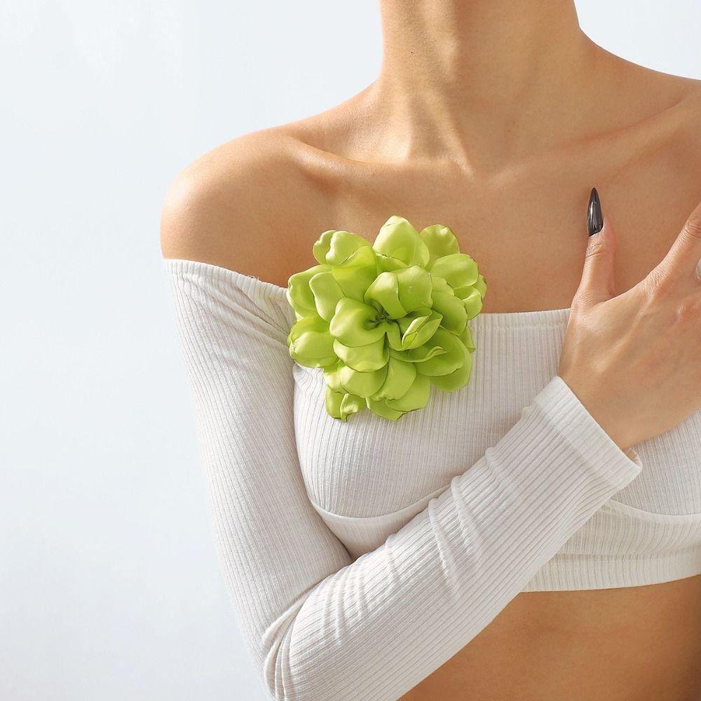 Vintage Fabric Rose Flower Pin-up Brooch Fashion 3D Flower Hair Pin New Romantic Rose Brooch