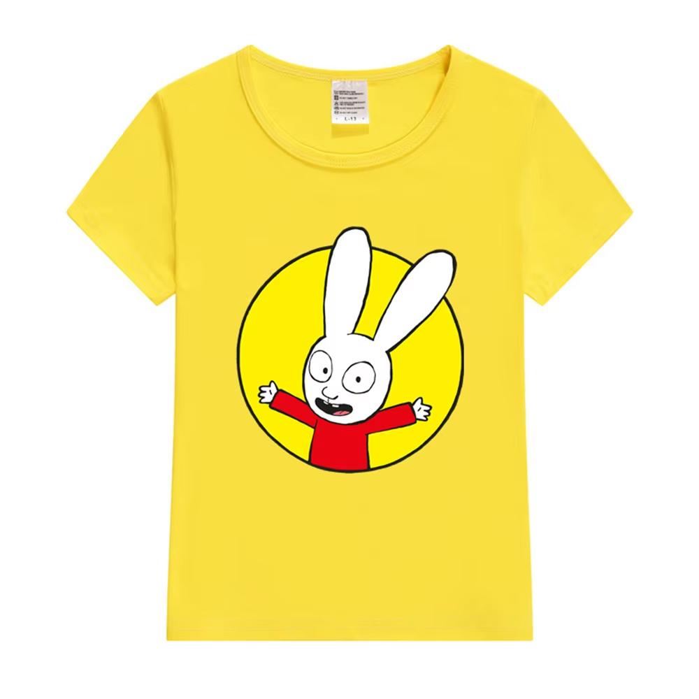 Simon Kids Tshirt Rabbit Printed T shirt Summer Boys Girls Top Cute Summer Childrens Fashion Tshirt Parent child Tshirt top 100