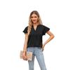 Summer T-shirt European and American New Product Women's Satin V-neck Ruffle Sleeve Fashion Office Work Top S-2XL