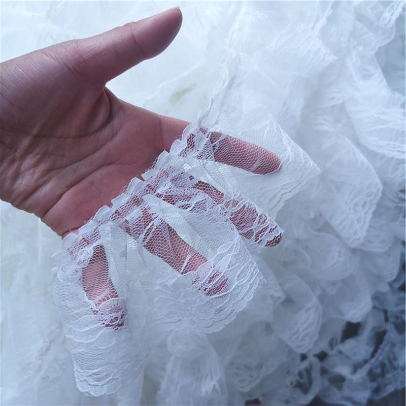 6cm Wide Single Layer Pleated Tulle Lace Fabric DIY Doll Pettiskirt Pet Clothing Skirt Curtain Home Textile Sewing Decoration