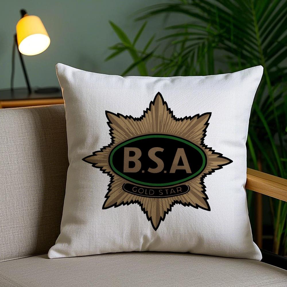 Moto B-Bsa Cushion Cover Plush Fabric Soft Double-Sided Printed Invisible Zipper Sofa Pillow Case Home Decor