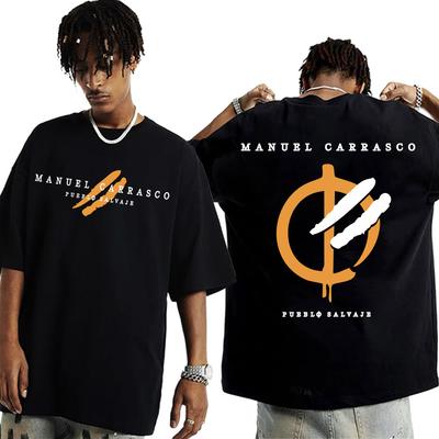 Rapper Manuel Carrasco Pueblo Salvaje Bedrucktes T-Shirt Herrenbekleidung Mode Hip Hop Street T-Shirts Baumwolle Lässiges Lockeres T-Shirt