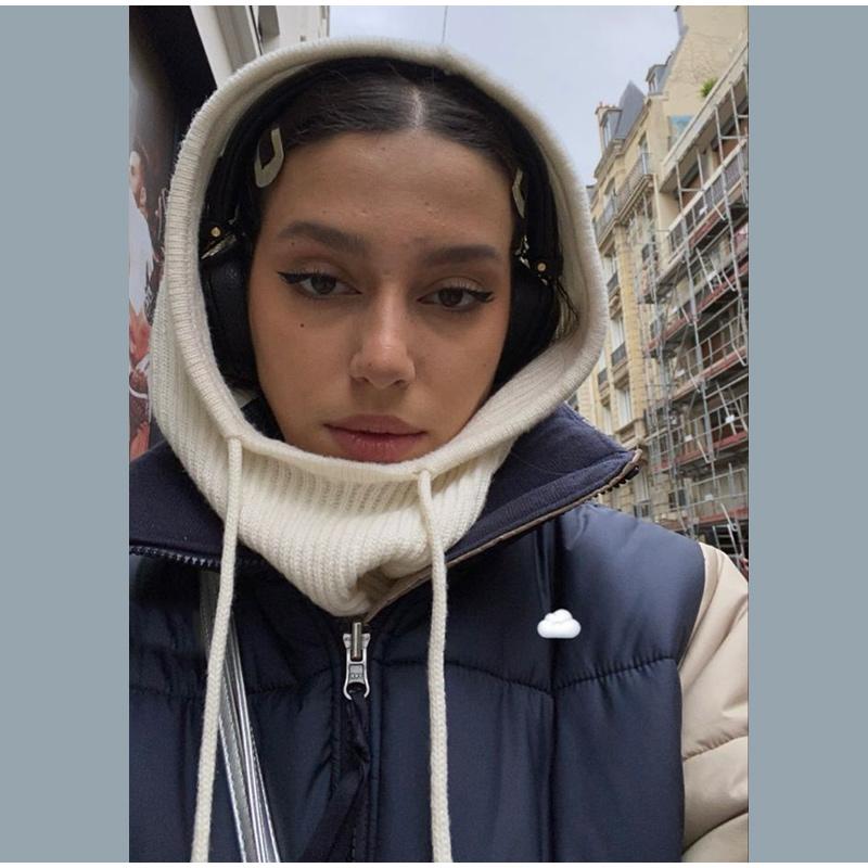 Ear Protection Hat One-piece Ladies Solid Color Knitted Warm Hat Multi-color Optional Hooded Scarf Autumn and Winter New Hat