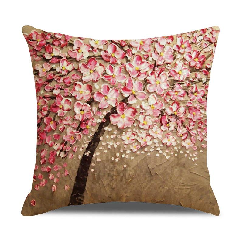 Nordic Home Furnishings Oil Painting Tree Pillow Cover Cartoon Pillow Linen Sofa Cushion Cover New Home Furnishing