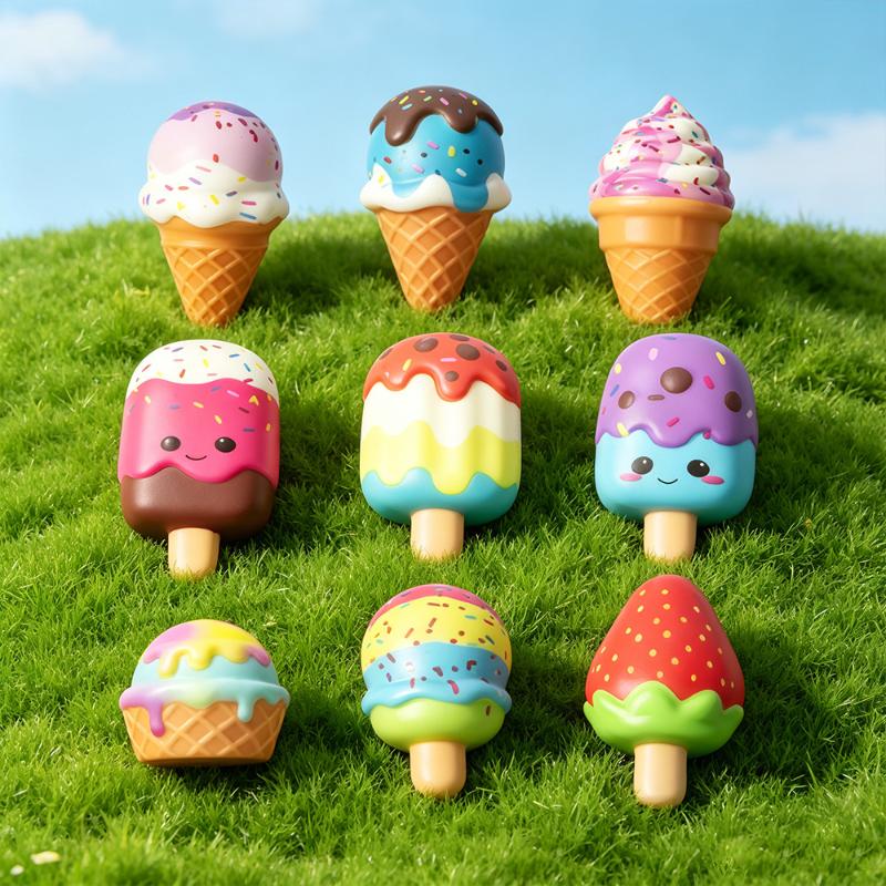 Ice Cream Themed Squeeze Stress Ball Fidget Toy Anti Anxiety Relief Non-Toxic Safe Toy for Kids Birthday Party Favors