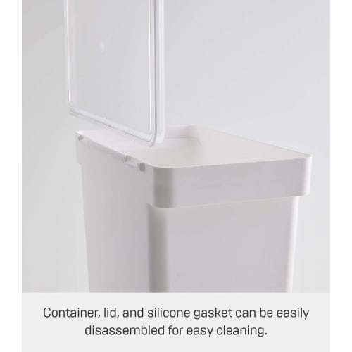 Yamazaki Tower Food Storage Container, 12kg Capacity, with Measuring Cup, White, Approx. W41 X D24 X H42.5cm (Approx. H65.5cm with Lid Opened), Model
