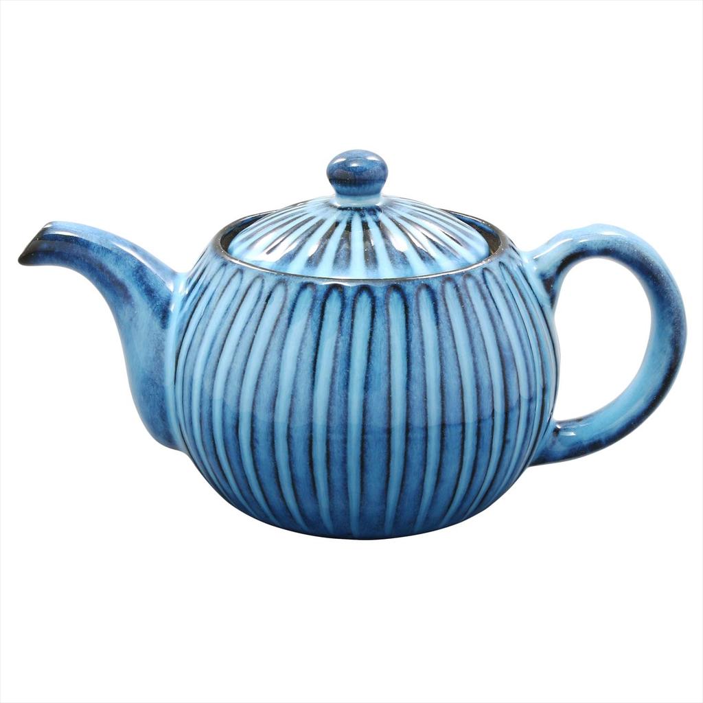 Hamato Hasami Ware Rizaemon Kiln Blue Carved Teapot (with Tea Strainer) 391071
