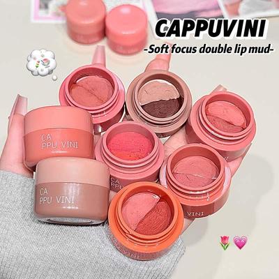 CAPPVINI Yumuşak Odaklı Çift Renkli Dudak Çamuru: Mat Dudak Parlatıcısı, Ruj, Renklendirici & Allık Kremi