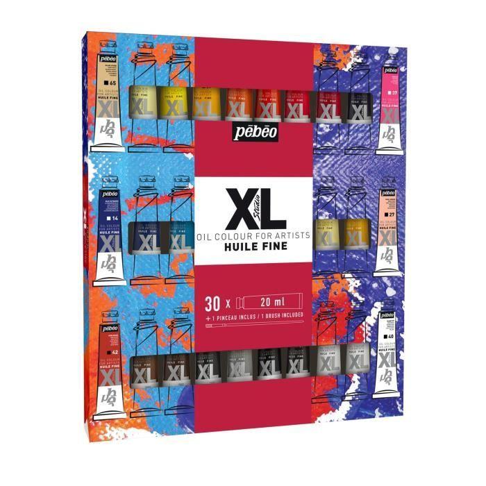 Etui 30 tubes de 20 ml Peinture Huile Fine XL Assortis et Pinceau