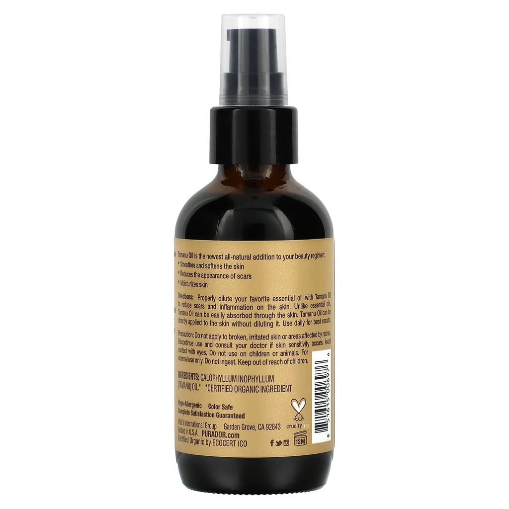 Pura D'or Professional, Organic Tamanu Oil, 4 Fl Oz (118 Ml)