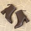 Square boots high heel short boots women's spring and autumn new thin single boots early autumn Martin boots small ankle boots