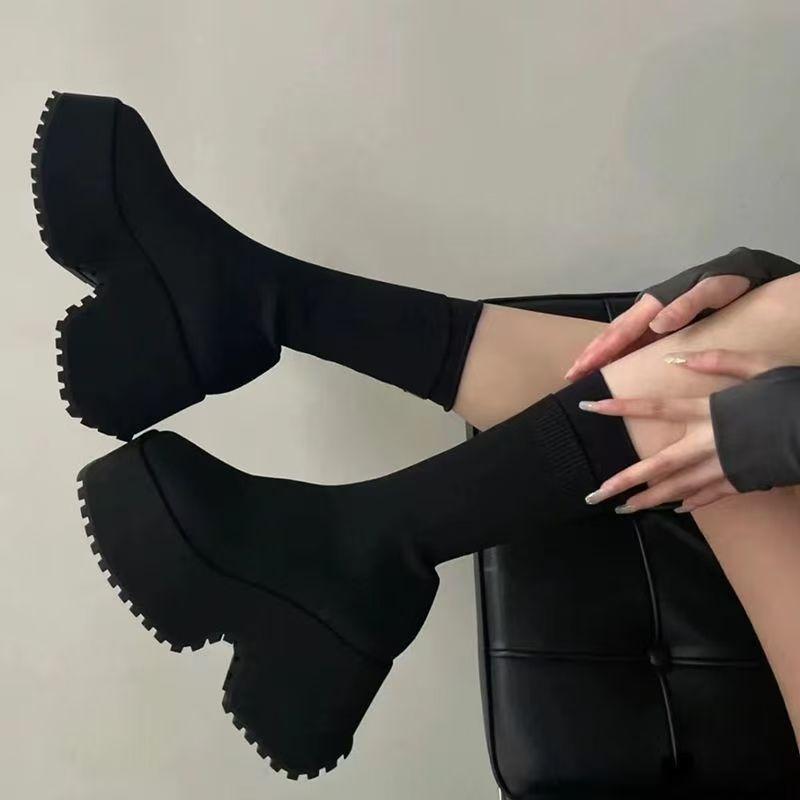 Fashion women Ankle Boots new High Heels Chelsea Boots Women New Platform Sexy Goth Motorcycle Boots Outdoor Comfortable shoes women