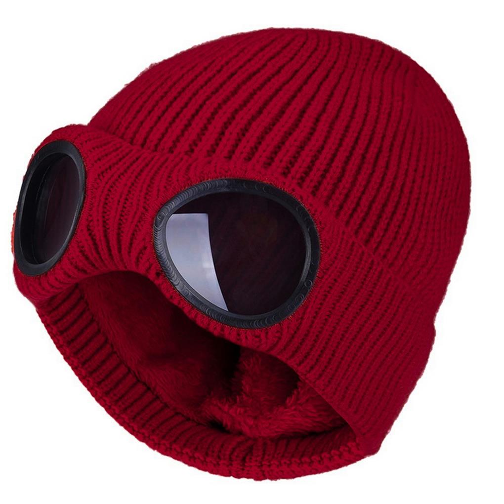 Winter Warm Hat Unisex Adult Windproof Knitted Hats Thicken Multi-function Caps with Glasses Travel Cycling Accessories