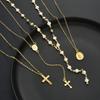 17KM 4-Piece Cross Pendant Figure Necklace Set Adjustable Bohemian Style Fashion Jewelry For Women Daily Wear Party Gift