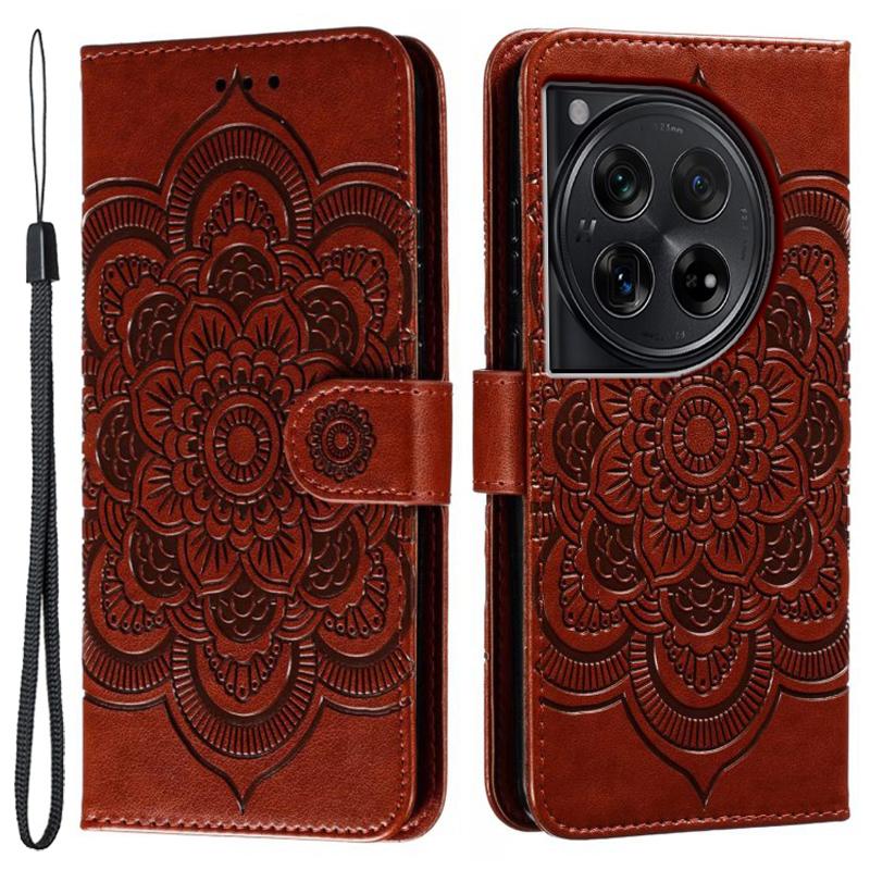 For OnePlus 12 5G Case PU Leather Mandala Imprinted Design Wallet Phone Cover