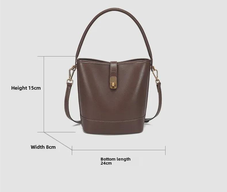 Damska luksusowa torba typu bucket z prawdziwej skóry - 2025 Modny, uniwersalny styl na ramię i do noszenia na ramieniu