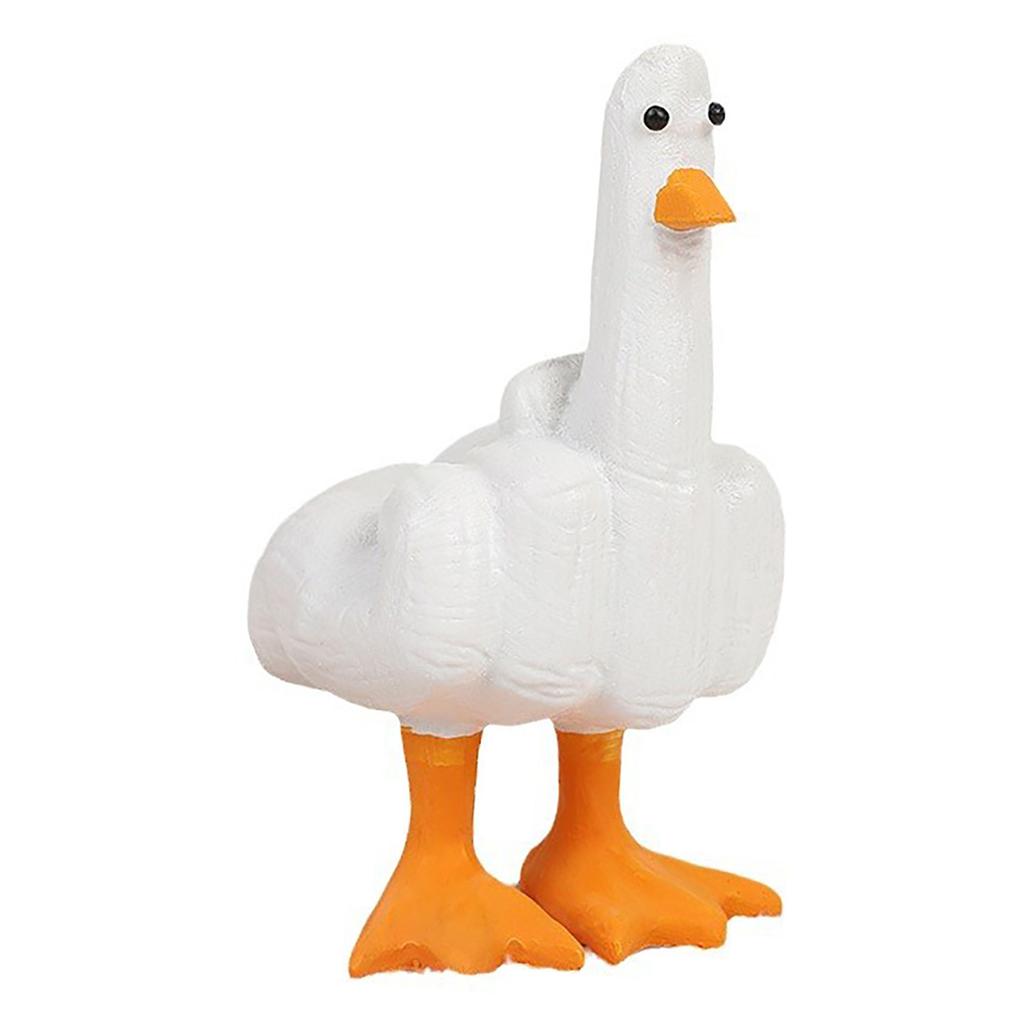 Middle Finger Duck Figurine Exquisite Hand Made Synthetic Resin Duck Statue Vibrant Funny Duck