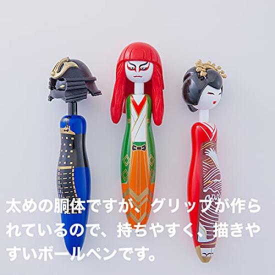 Noren Ballpoint Fun Stationery Pen of 5 for Men and Black Fun Cute Japanese Overseas Souvenir Pen, (Japen/Set Women), Knock-Type, Oil-Based, Ink,
