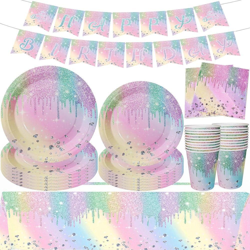 

Чашки Тарелки Салфетки Скатерть Одноразовая бумажная посуда Набор для детского душа