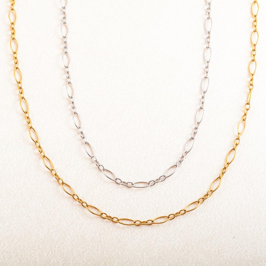 3.5mm Wide 316L Stainless Steel Necklace for Women Men Oval O Figaro Chain On Neck Jewelry Accessories Ladies Choker DIY Gift