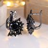 Cute Female Small Black Zircon Stone Hoop Earrings Vintage Fashion Wedding  For Women