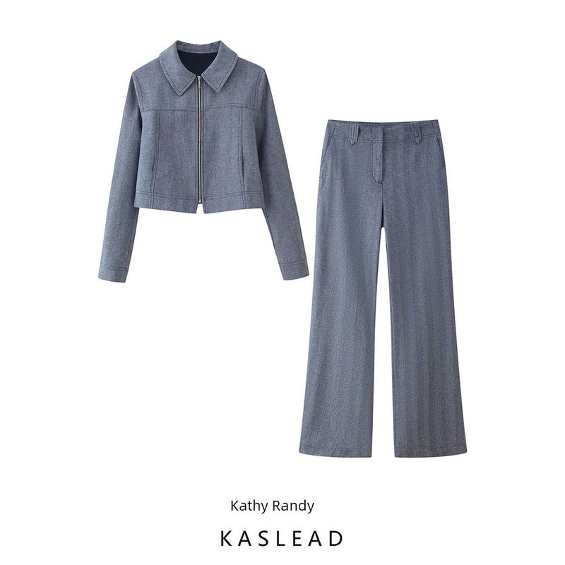 Kaslead New Women clothes Western Style Fashion Zip-up Blazers Trousers 8801129 8809129
