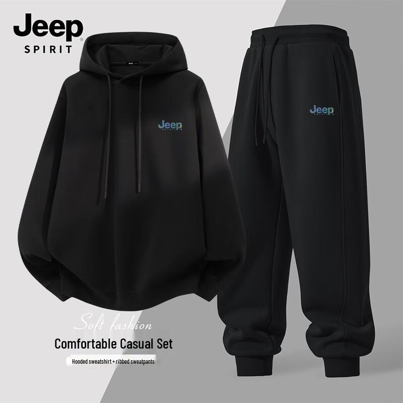 JEEP SPIRIT Men s Heavyweight Hoodie & Casual Pants Set 3XL