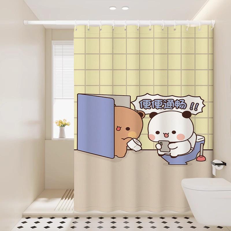 Cute Shower Curtain Thickened Waterproof Bathroom Bathroom Bathroom Bath Shower Dry And Wet Separation Hanging Curtain