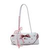 Lace Ribbon French Stick Handbag Sweet Underarm Bags Portable Bow PU Shoulder Bag  Girls
