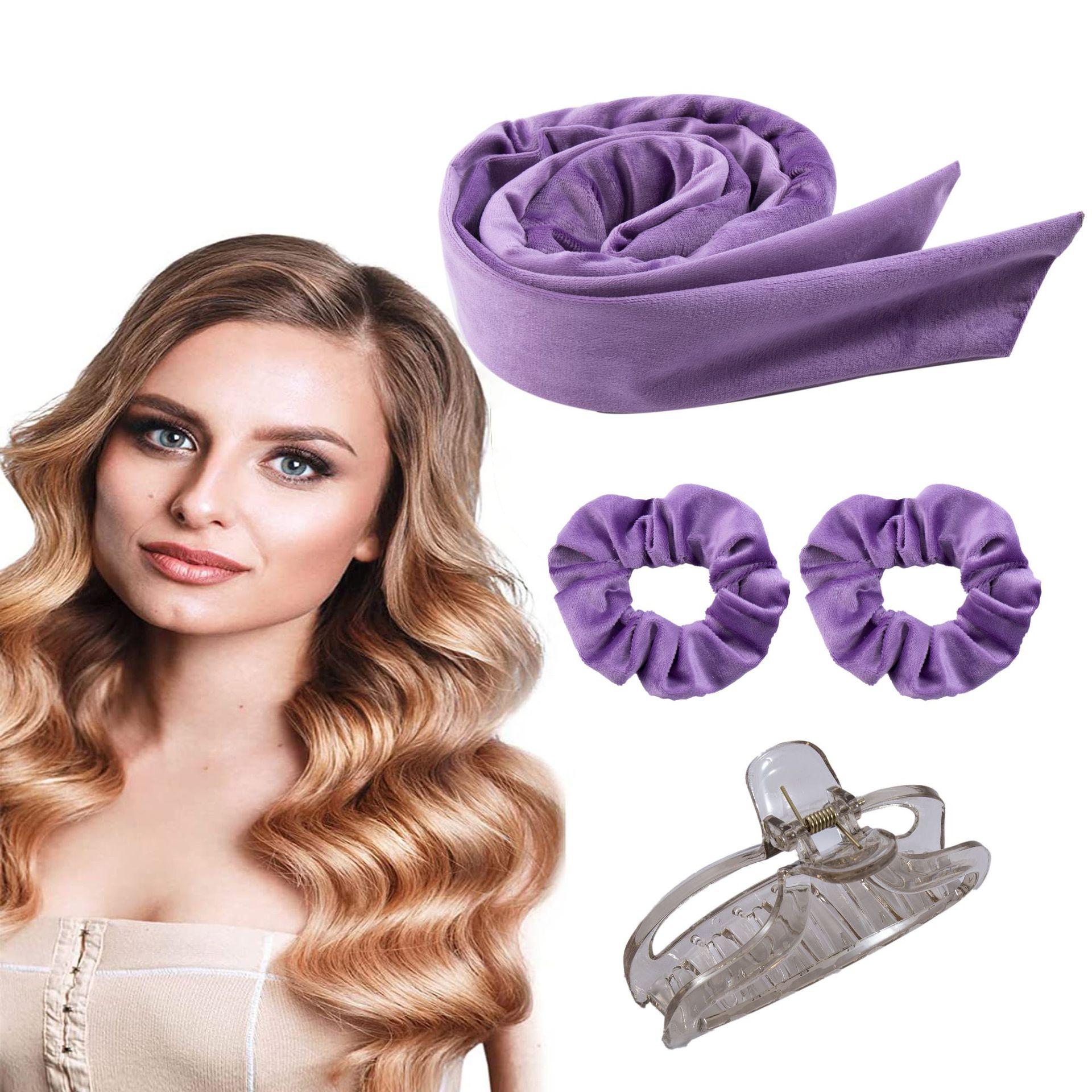 

New lazy bow long headband curly hair disc hair artifact sleeping big wave no heat curling iron headband