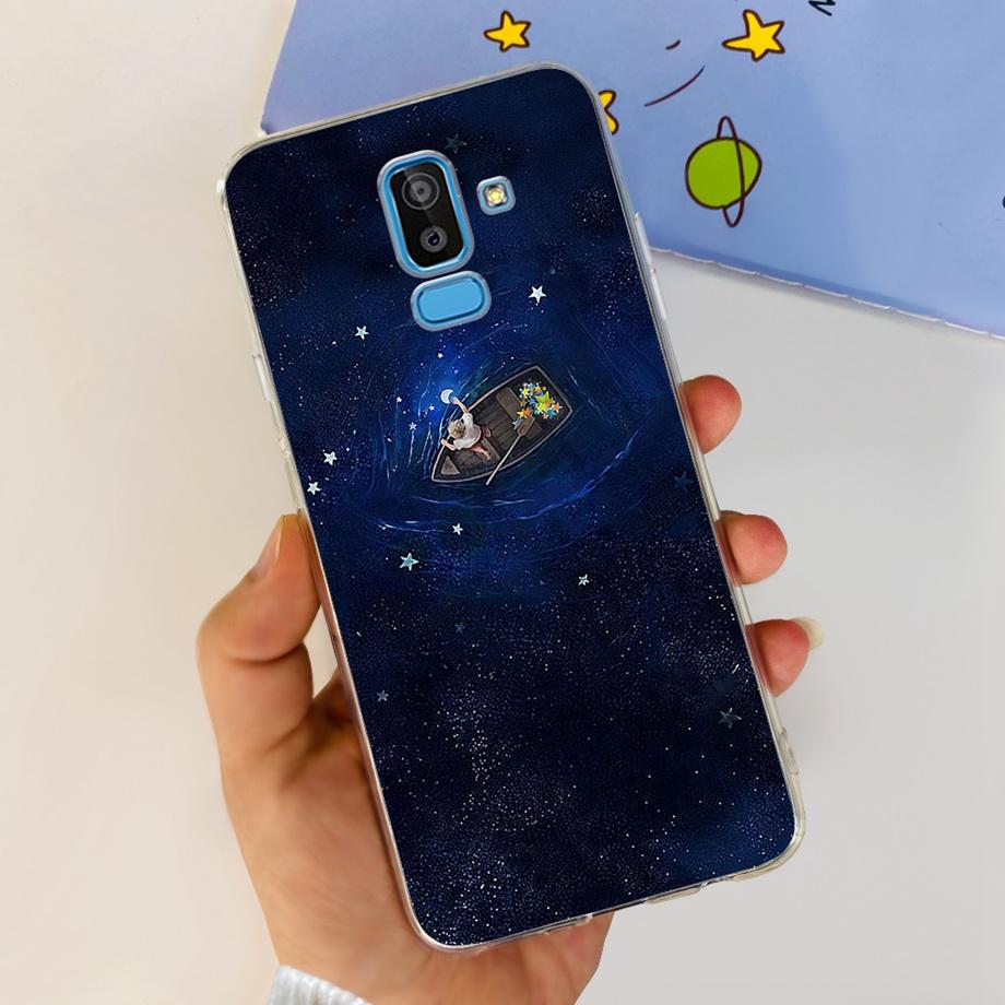 Funda Coque For Samsung Galaxy J8 J810F Cover Case Cartoon Cat Skull Back Shell For Samsung J8 2018 Soft Clear Silicone TPU Capa