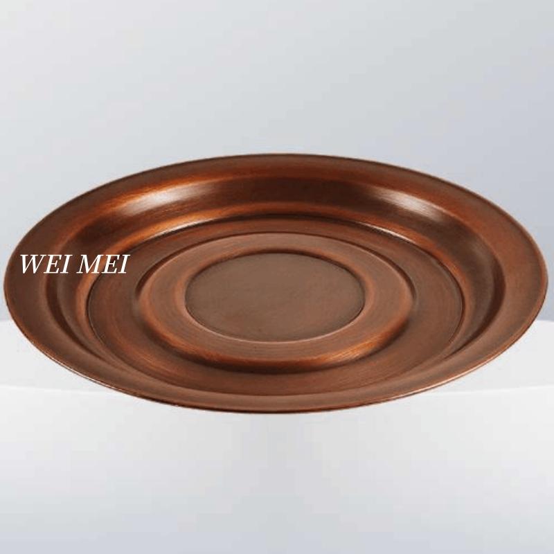 Unique Pattern Pure Copper Handcrafted Fruit Plate,32 cm Multi-Functional Shape Tray Home Cheese Food Plate,Table Tableware