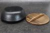 Asahi Irori Black 24cm with Wooden Lid and IH Commercial Use Pot, Enamel, (2L Capacity), (Gas Compatible),