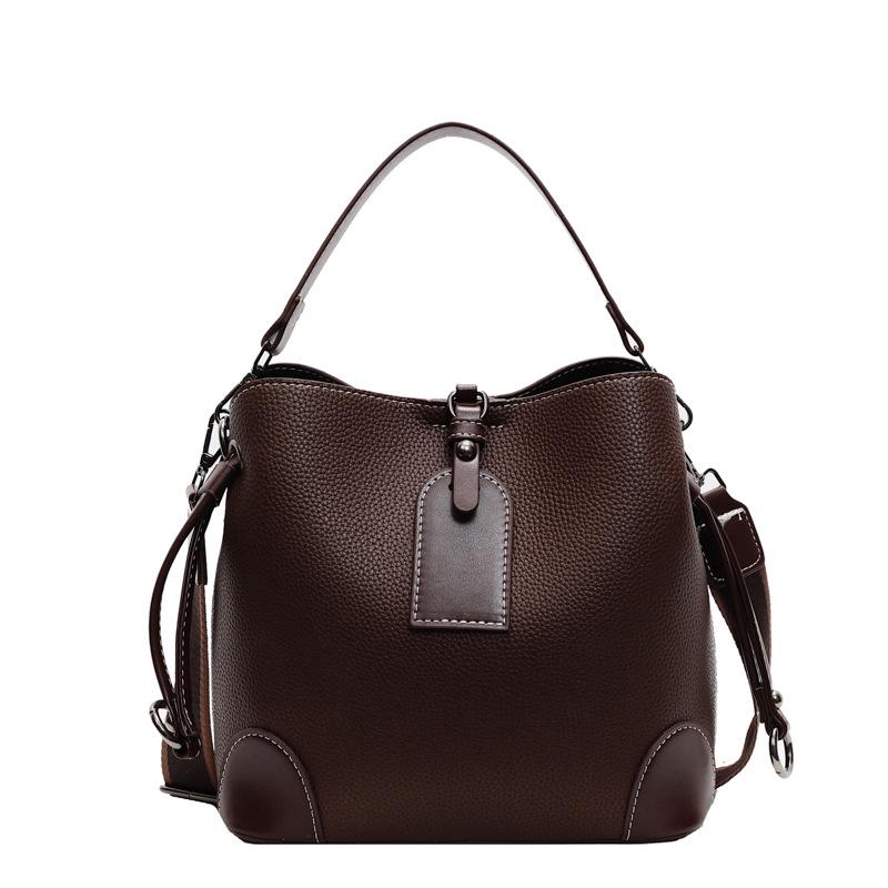 

Осень и зима большая вместимость портативная сумка-ведро лоскутная на плечо сумка-мессенджер текстурная модная сумка-тоут женщины темно-коричневого