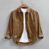 Japanese Style Cargo Long Sleeve Shirt Men Pure Cotton Casual Tops Double Pocket Workwear Spring and Summer Loose Shirts Male