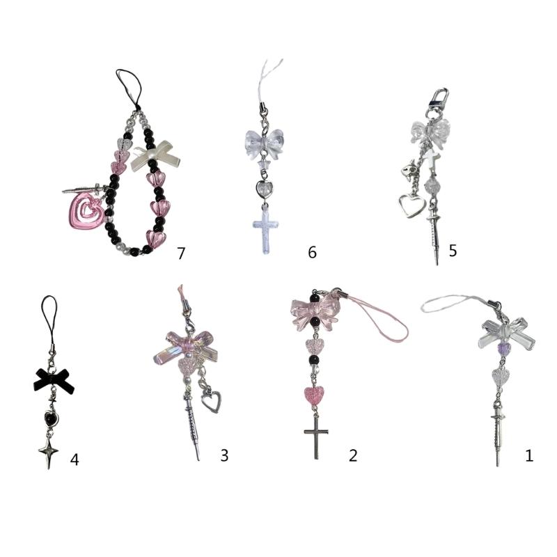 Herz Kreuz Perlen Anhänger Handy Lanyard Tragbare Hängeschnur für Mädchen Frauen