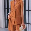 Frühling Sommer Damen Büro Shorts Anzug Set Einfarbig Ärmellos Neckholder Outfit 2-teilige passende Sets für Damen