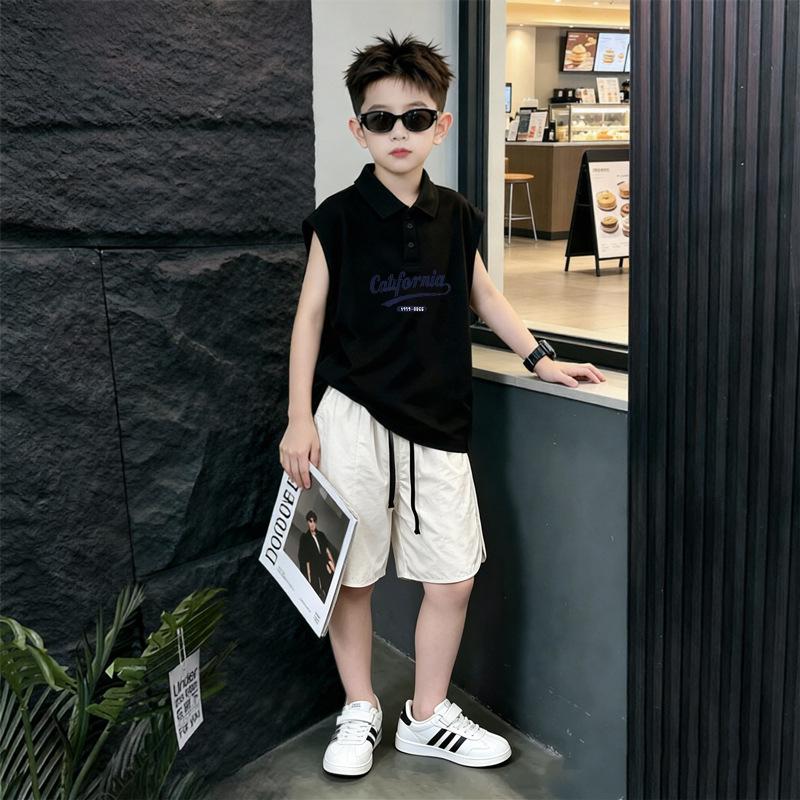 Boys' Trendy Sleeveless Cotton Polo Shirt Set - New Summer Arrival