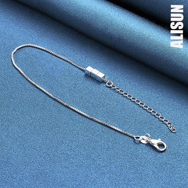 925 Sterling Silver 4mm Triangular Chain Bracelet Fashionable Wedding Jewelry