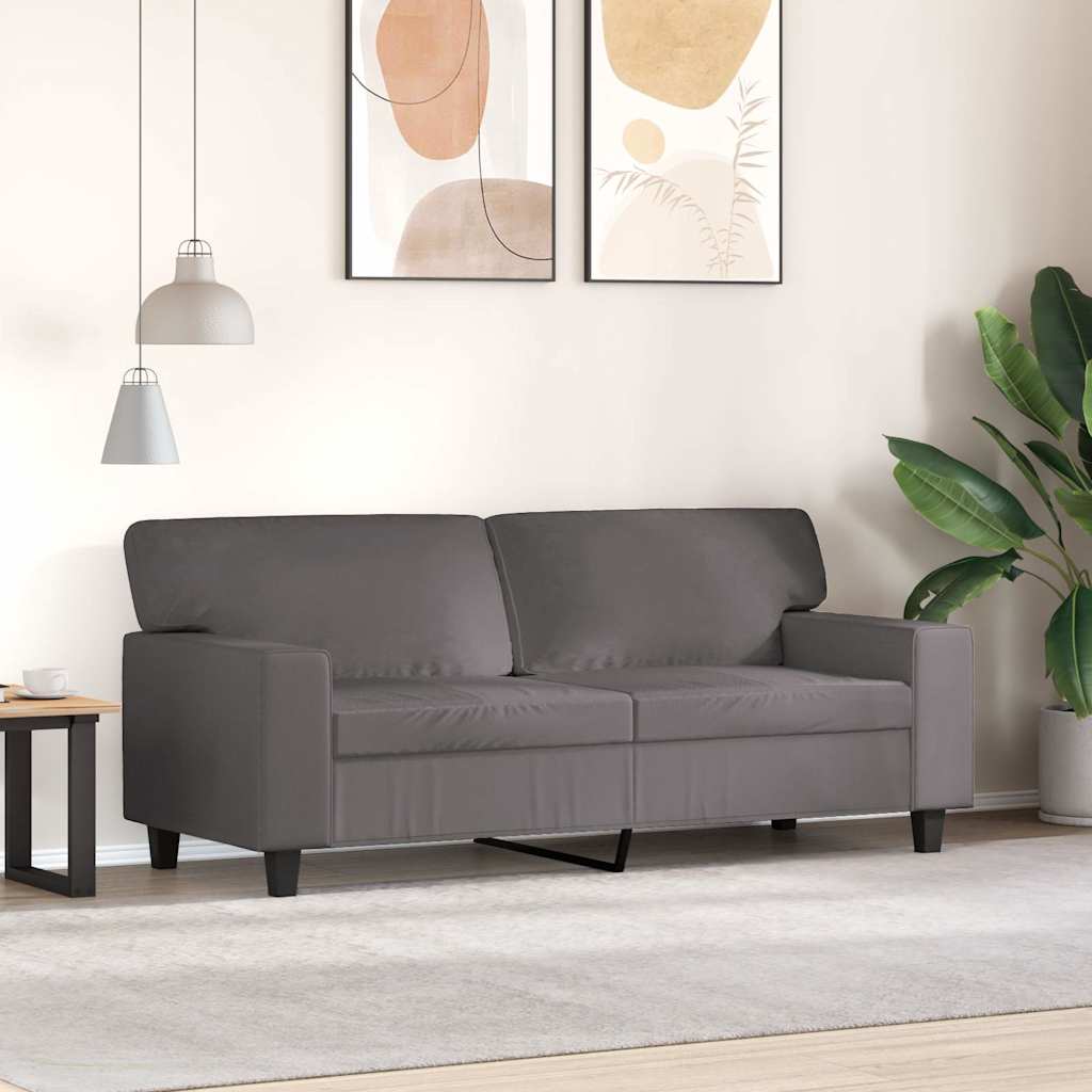 Vidaxl 2-Seater Sofa, Grey, 140 Cm, Faux Leather