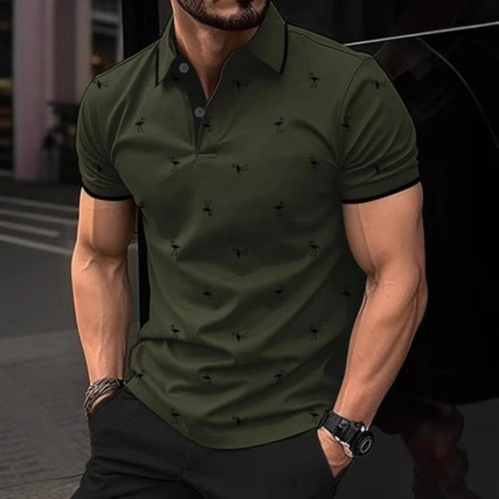 New Men's Collared Polo Shirt with Print – a Stylish, Distinctive Printed Streetwear Top