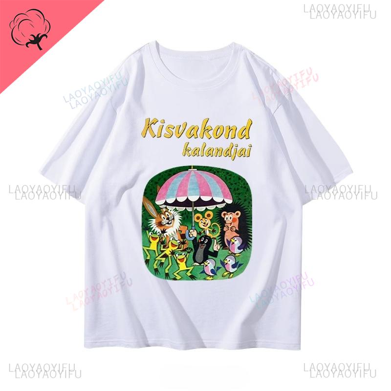The Mole Krtek Story Little Mole Animation Krtek Mole s T Shirt  Pure Cotton Short Sleeved Graphic T-shirts Camisa Couple Tee S