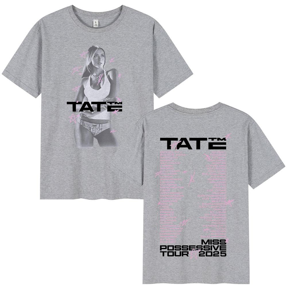 Tate McRae Miss Possessive Tour Merch T-shirt Unisex Donna Harajuku Girocollo Manica Corta T-shirt Cotone Casual T-shirt Streetwear