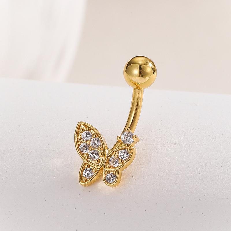 Fashion Zircon Butterfly Belly Button Rings Shiny Crystal Bow Navel Piercing For Women Girls Sexy Belly Ring Beach Jewelry Gifts