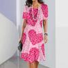 Fashion Tie-dye Love Heart Pattern Women Mini Dresses Summer Short Sleeve 3D Print Street Women Dress Casual Dress