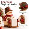 Christmas Wooden Snowman Napkin Holder for Holiday Kitchen Dining Table Home Decor