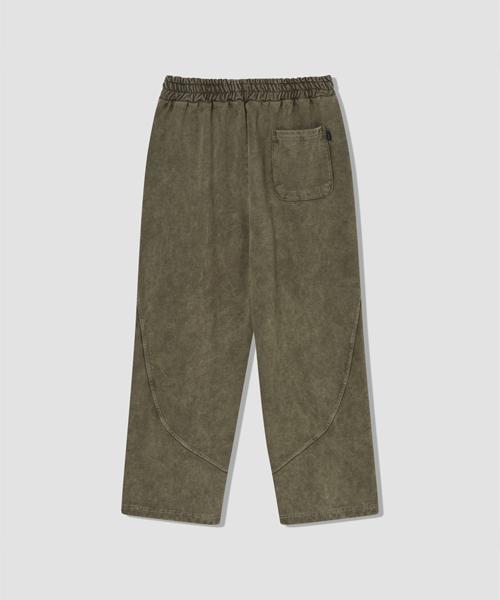 WANGGWAN Layered Cut Washed Sweatpants (Khaki)