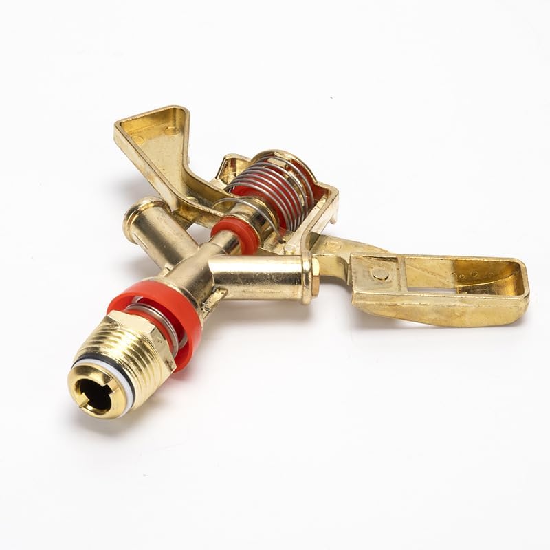 1/2 Inch Water Sprinkler, Brass Impact Sprinkler 360 Degree Automatic Rotation, Heavy Duty Water Sprinkler Head for Lawn Irrigation, Garden Watering
