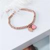 Korean Style Rose Gold Plated Titanium Steel Heart Bracelet for Women Fashion Jewelry Accessories