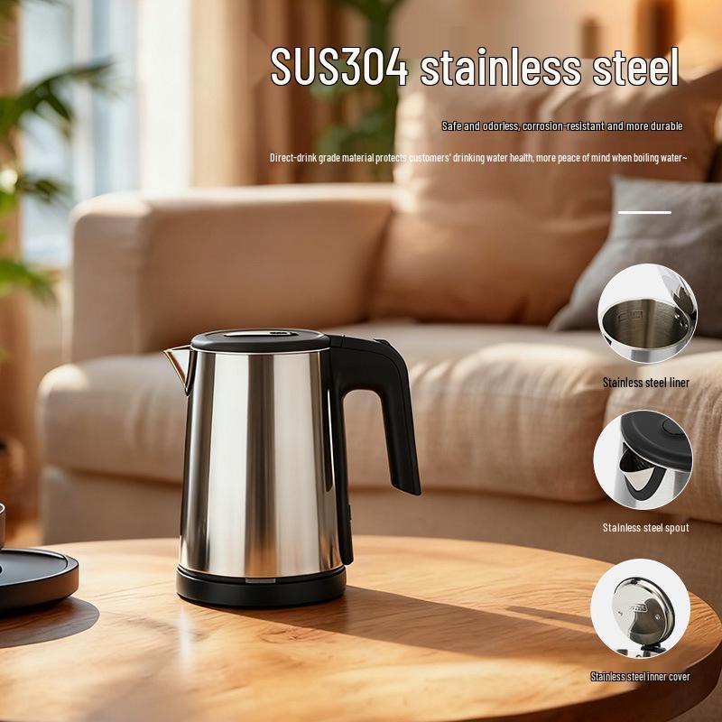 Hotel Exclusive Mini Electric Kettle: Fully Automatic 304 Stainless Steel Boiler for Guestroom.